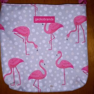 Geckobrands Canvas Pink Flamingo Crossbody Bag Purse